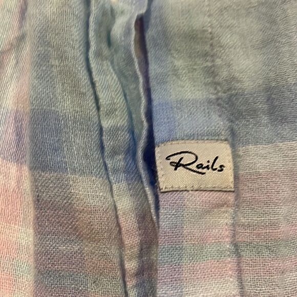 Rails Girls Blue & Pink Plaid Button Down Shirt - Picture 3 of 6